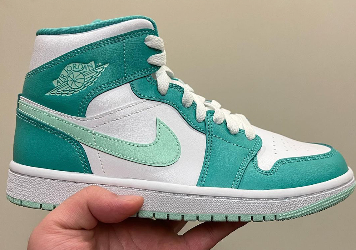 Air Jordan 1 Mid In Turquoise And Mint Colors